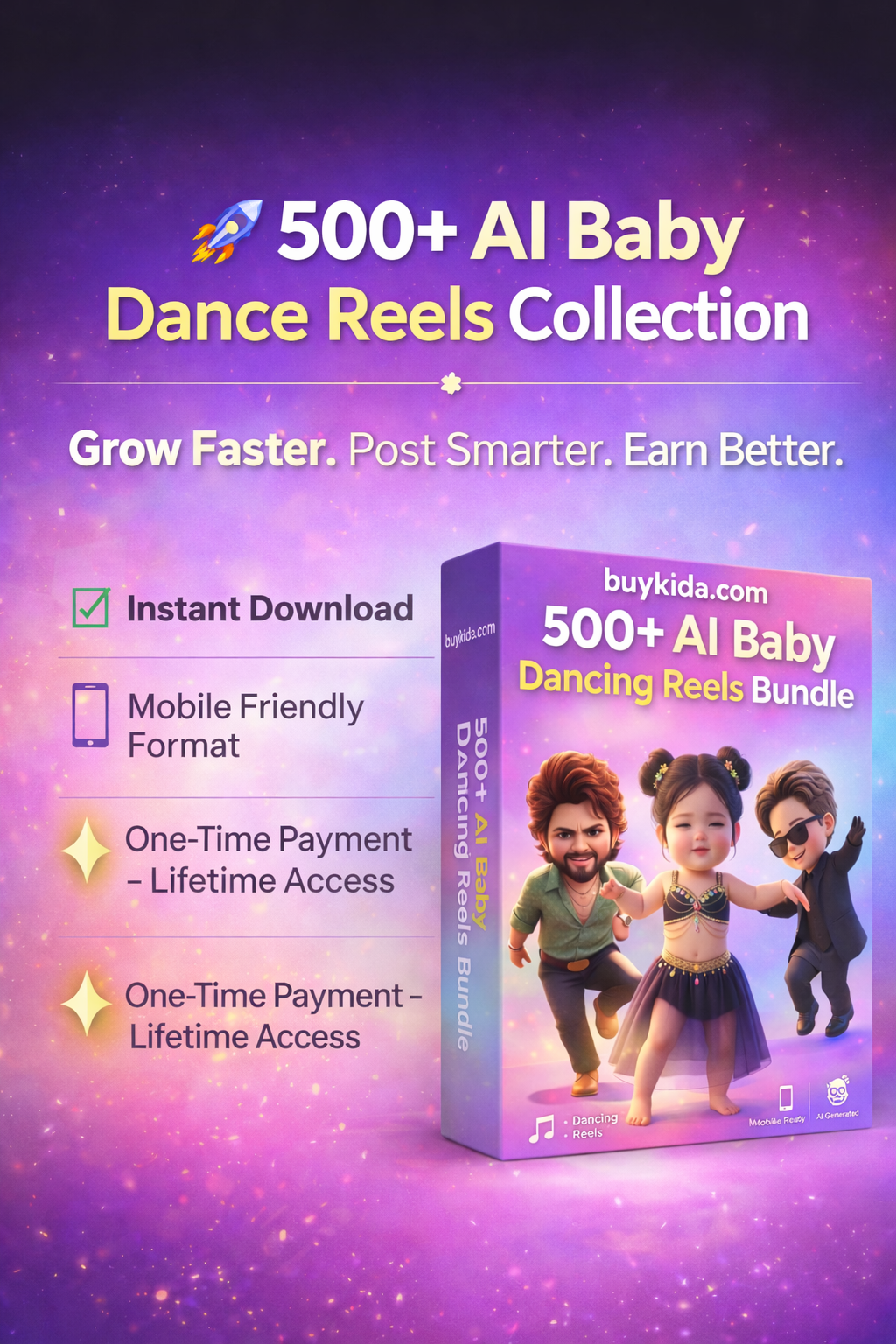 500+ AI Baby Dancing Reels Bundle – Viral Instagram Reels Pack (Lifetime Access)