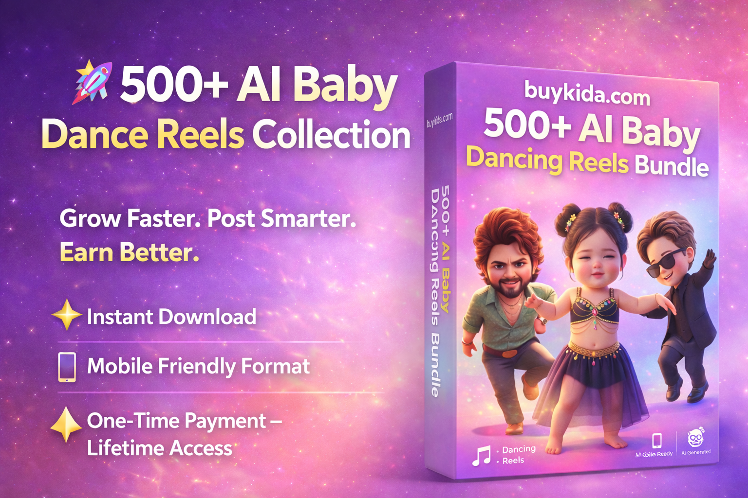 500+ AI Baby Dancing Reels Bundle – Viral Instagram Reels Pack (Lifetime Access)